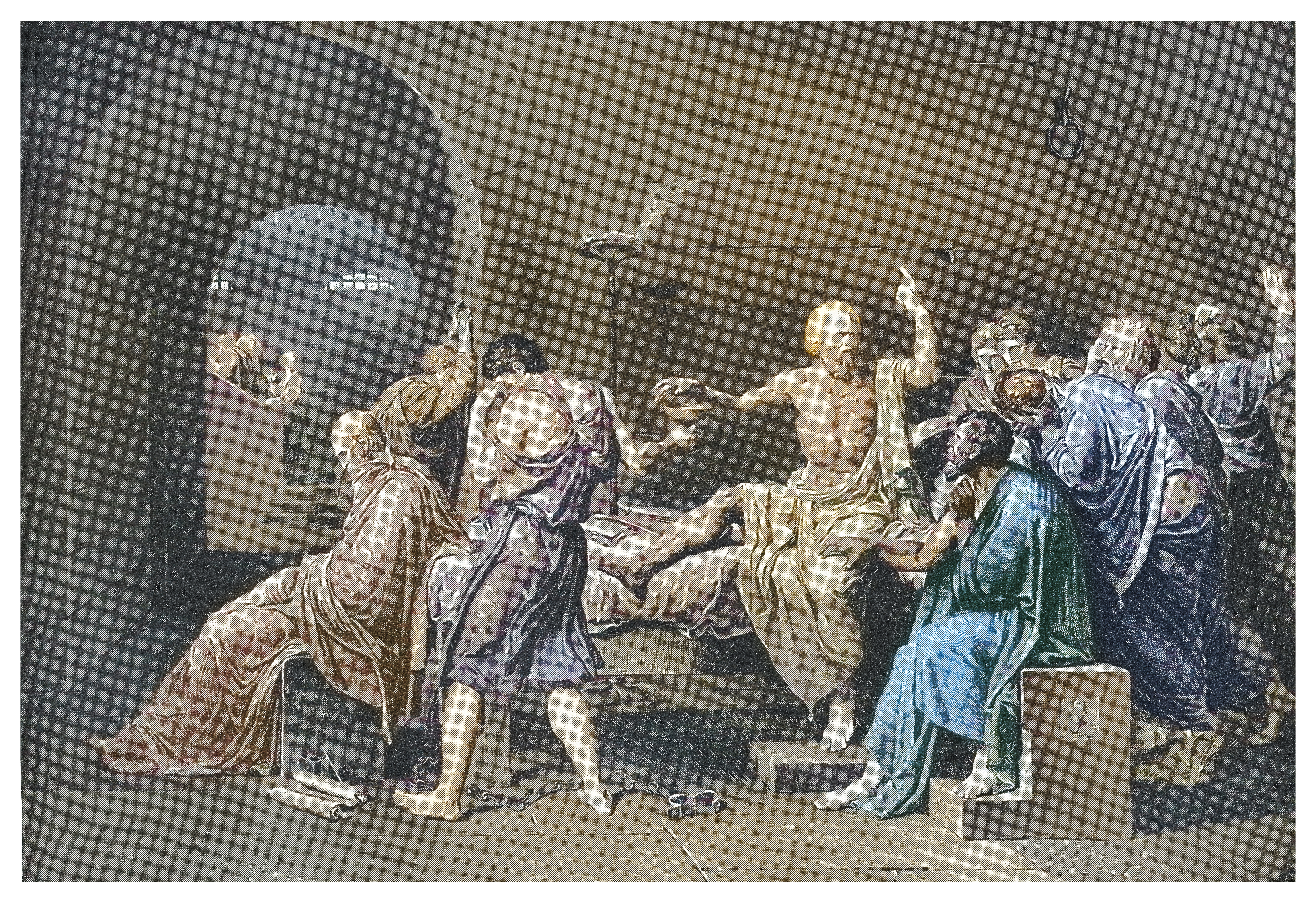 Engraved illustration of the death of Socrates (mikroman6/Getty Images)