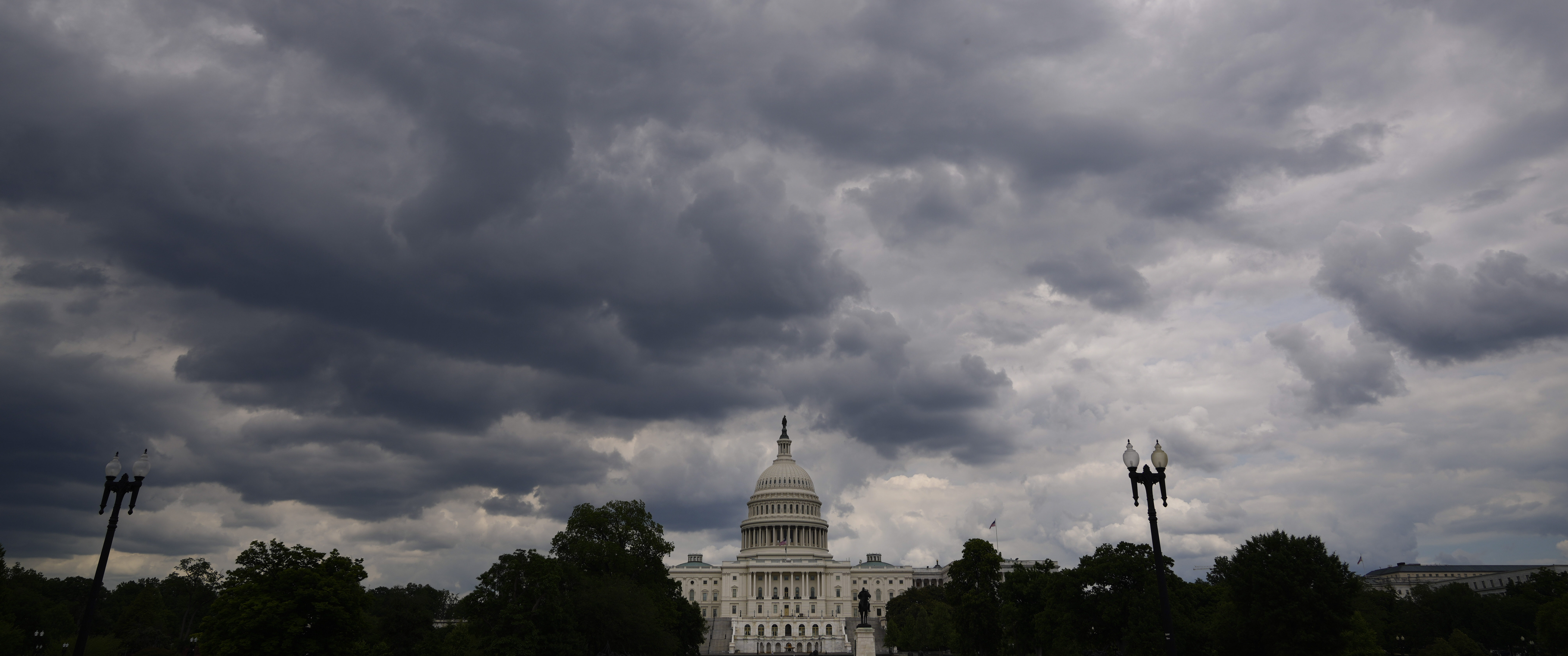 Dark clouds over the U.S. Capitol, Washington, DC, May 17, 2021 (Drew Angerer/Getty Images)