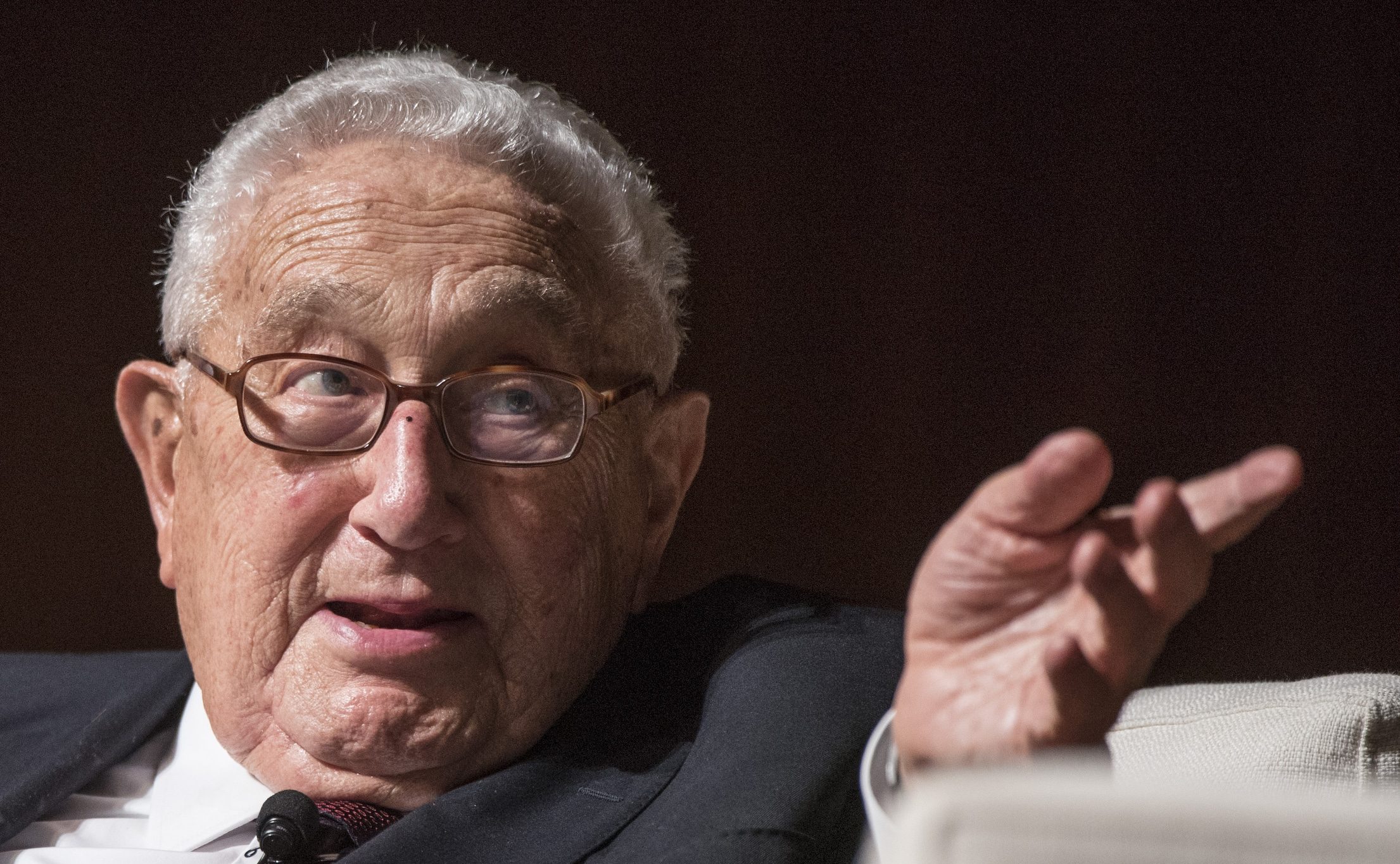 Henry Kissinger at the LBJ library in 2016 (Jay Godwin/LBJ Library/Wikimedia Commons)