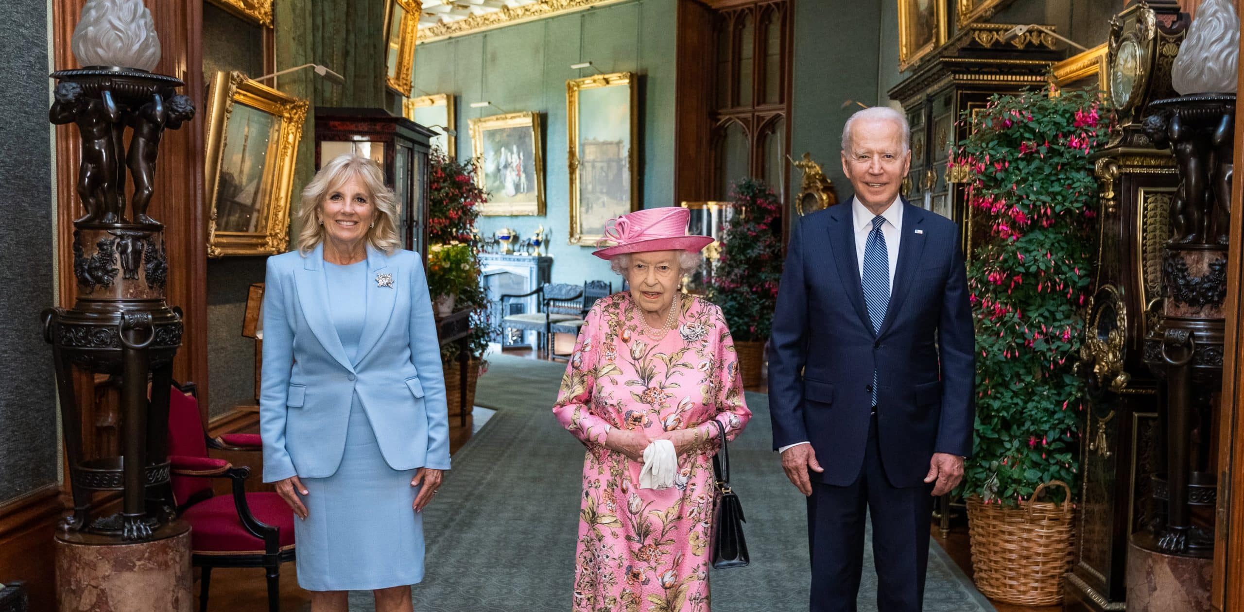 President Joe Biden and First Lady Jill Biden with Queen Elizabeth II (Official White House photo by Adam Schultz/Wikimedia Commons)