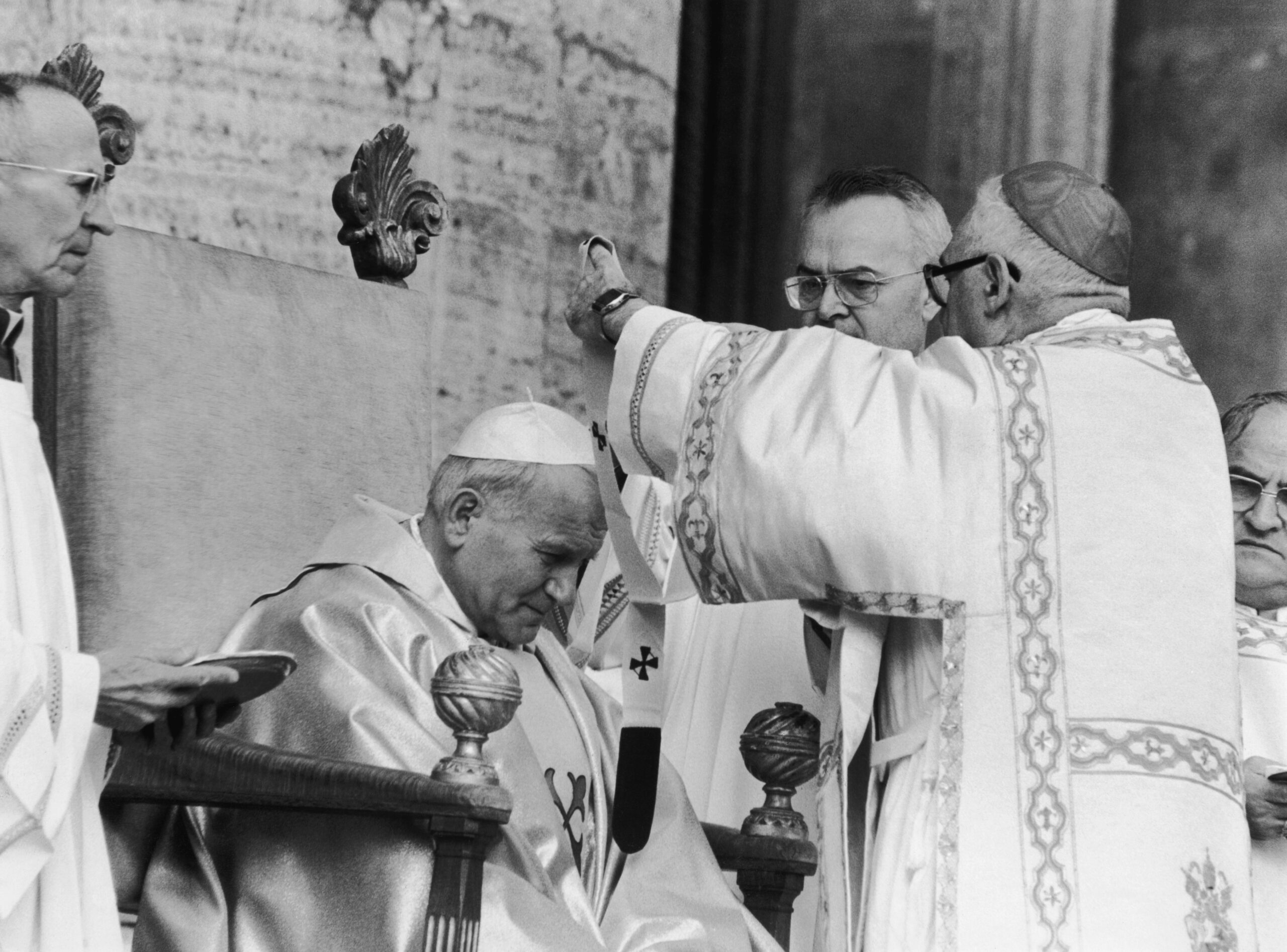 Pope John Paul II (Karol Wojtyla) at his enthronement ceremony in St. Peter’s Square, Rome, October 22, 1978 (Keystone/Getty Images)