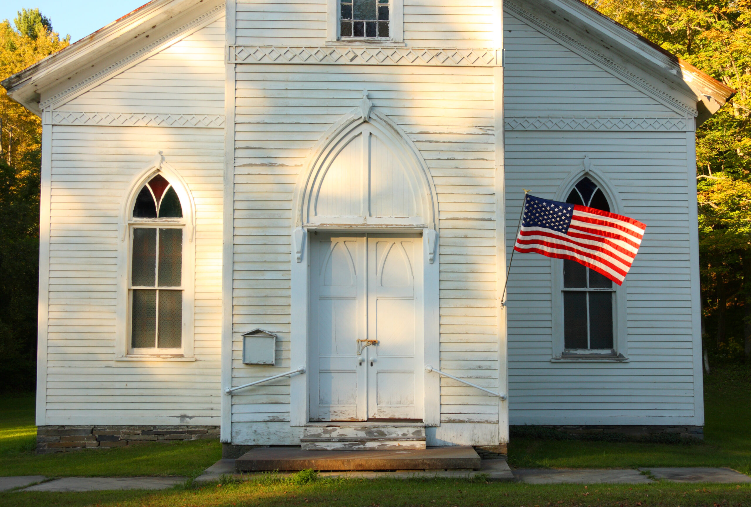 Church with flag (WoodyUpstate/Getty Images)