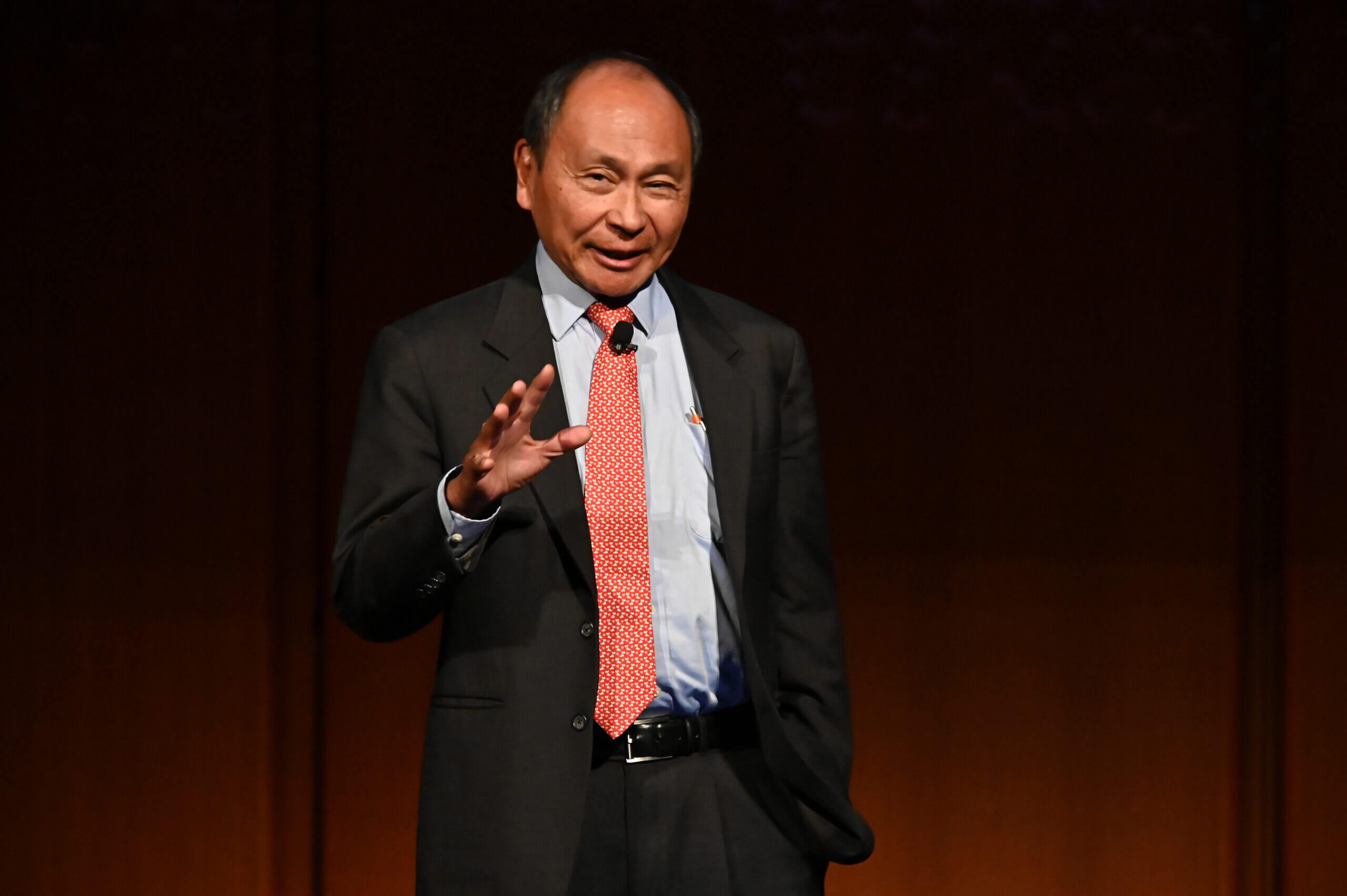Francis Fukuyama speaks at a symposium in New York City, September 2019 (Astrid Stawiarz/Getty Images)