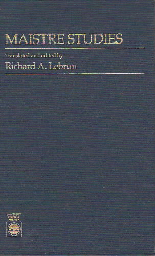 Richard Lebrun, Maistre Studies book cover