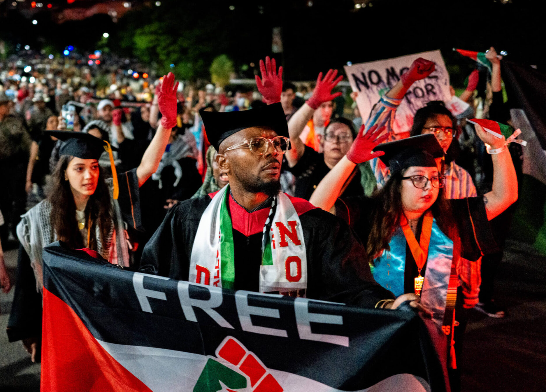 Protesters stage walkout of commencement at the University of Texas at Austin, May 11, 2024 (Brandon Bell/Getty Images)