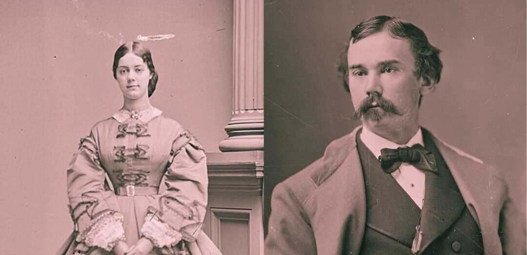 Left: Kate Chase Sprague in 1861 (Mathew Brady/National Portrait Gallery via Wikimedia Commons); right: John Hay circa 1864 (Matthew Brady/US National Archives and Records Administration via Wikimedia Commons)