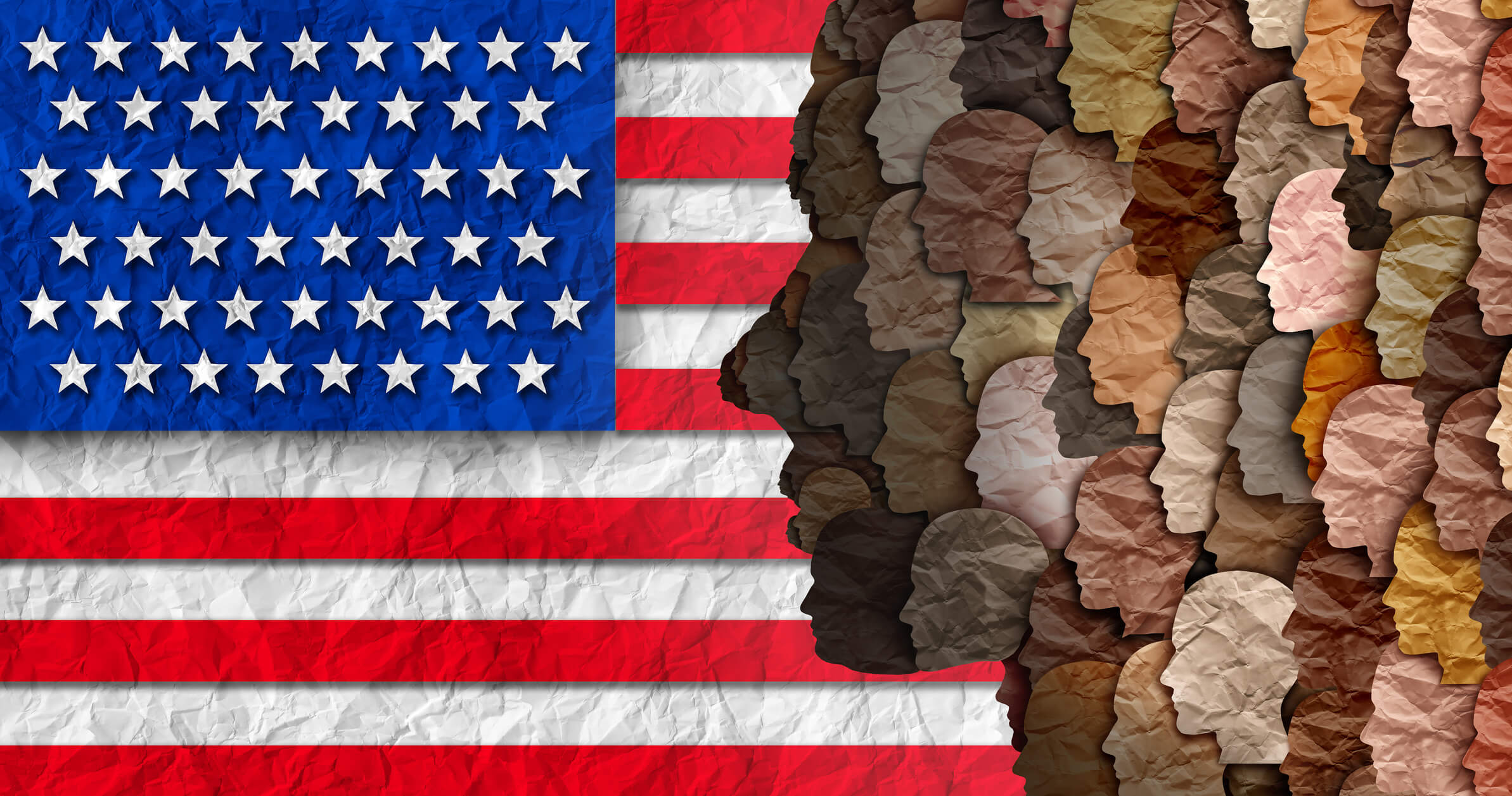 Collage of faces in front of American flag (wildpixel/Getty Images)