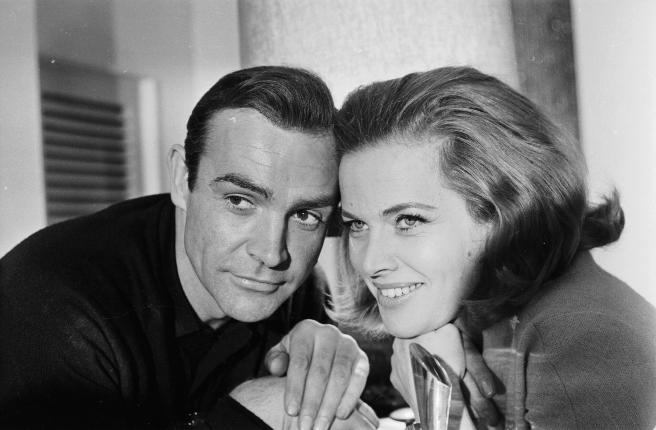 Black and white photo of a man and a woman