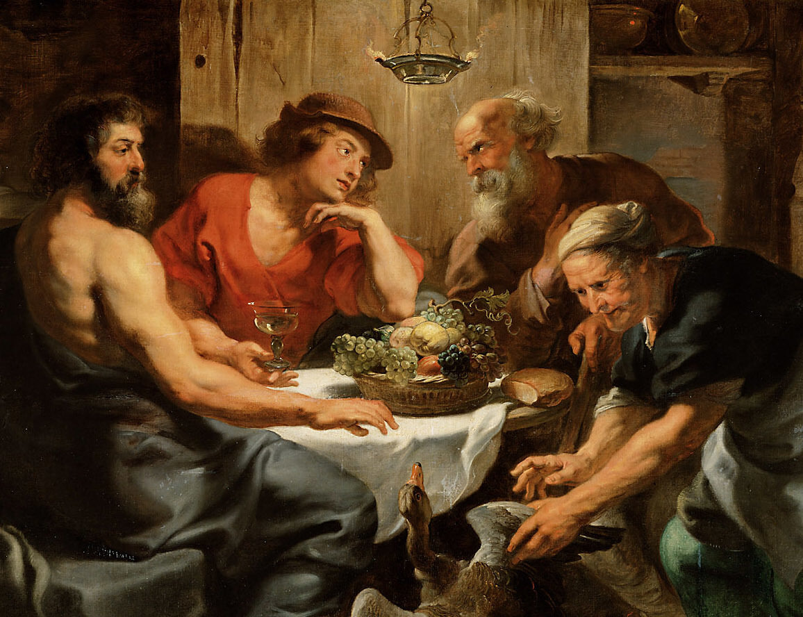 Workshop of Peter Paul Rubens, Jupiter and Mercury with Philemon and Baucis, ca. 1620–1625 (Kunsthistorisches Museum/Wikimedia Commons)