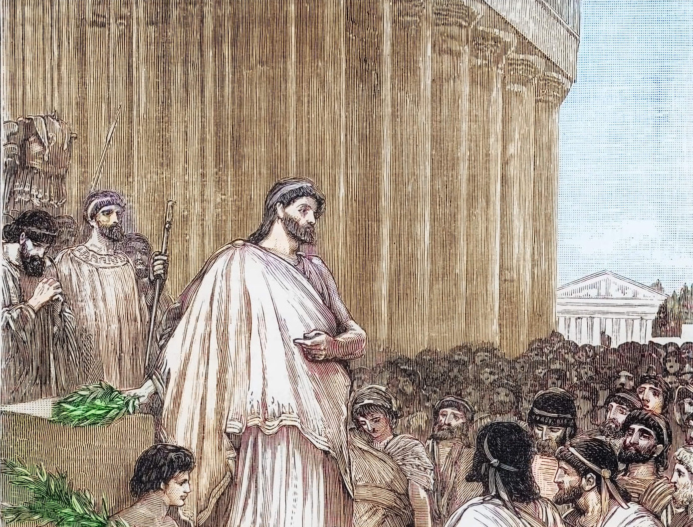 Engraving of Pericles delivering the Funeral Oration (mikroman6/Getty Images)