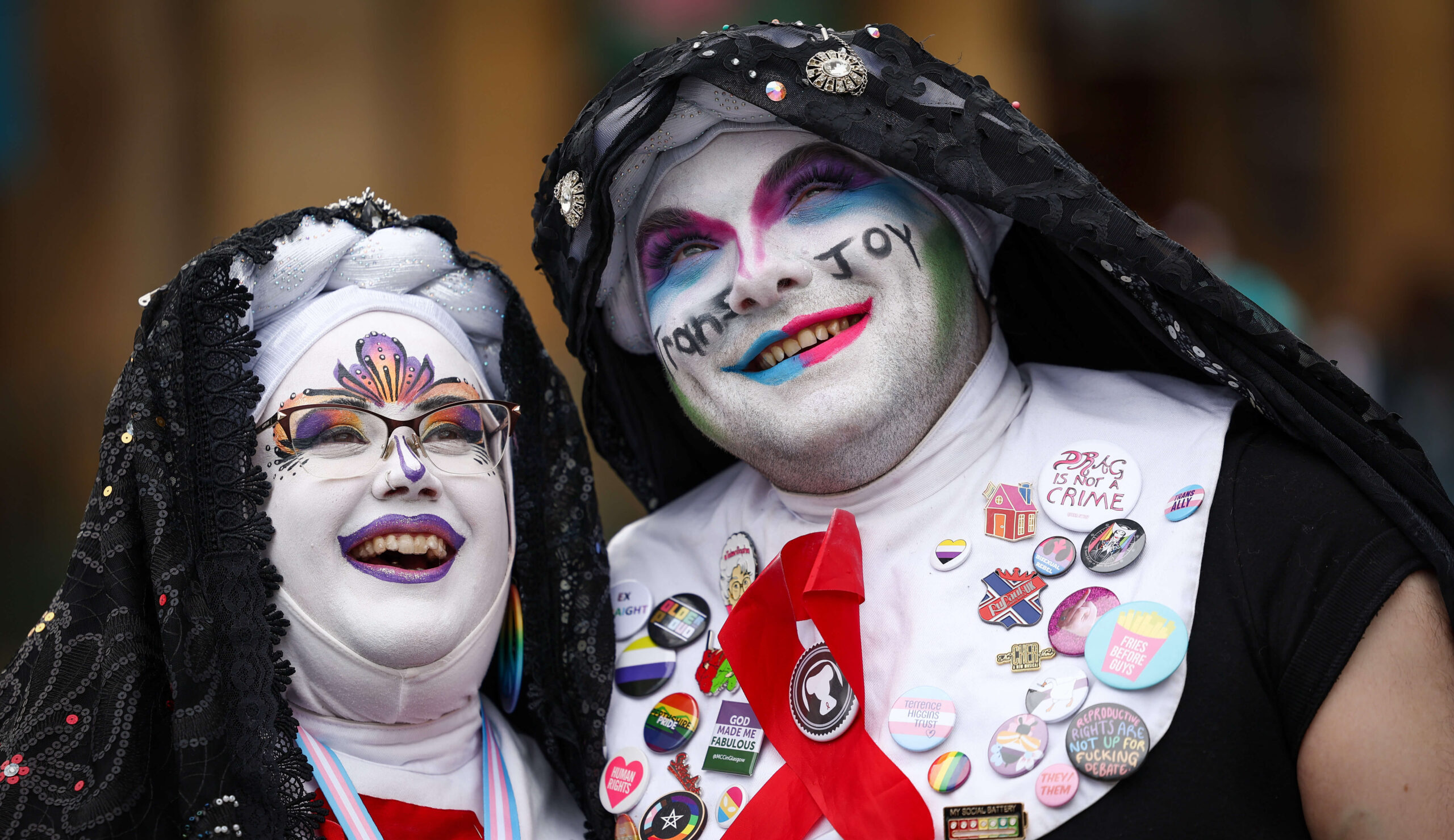 Transgender activists in facepaint